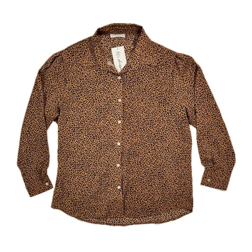 12th Tribe Brown Leopard Print Button Down Shirt
